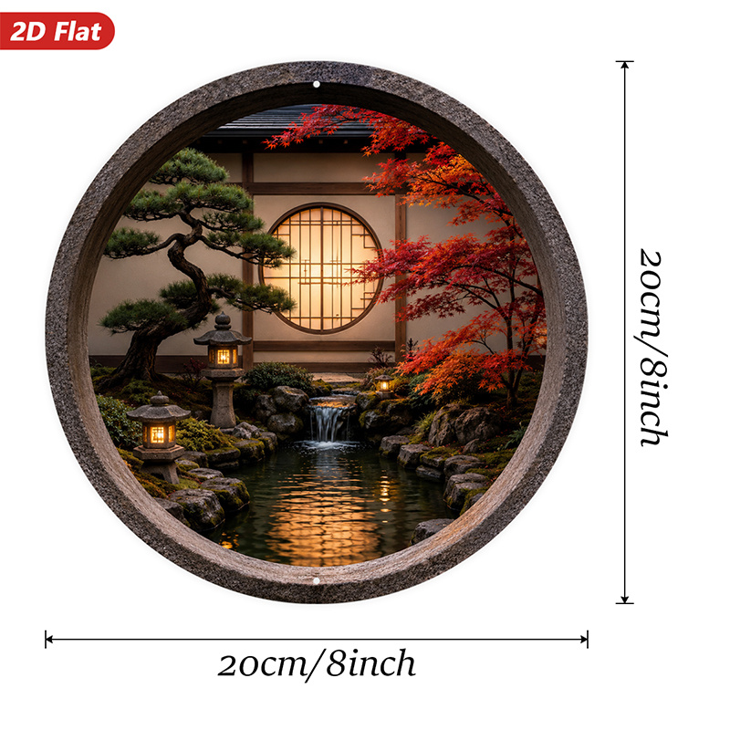 Płaski obraz 2D, 1 szt. Okrągł – Bonsai Garden Wall recenzja i cena